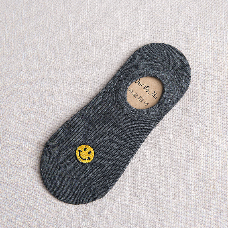 Socks Female Japanese Sweet Ladies Casual Stealth Boat Socks Cartoon Socks Female Embroidery Smile